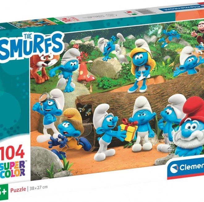 Puzzle CLEMENTONI Ştrumpfii: Partida Veselă 104 piese