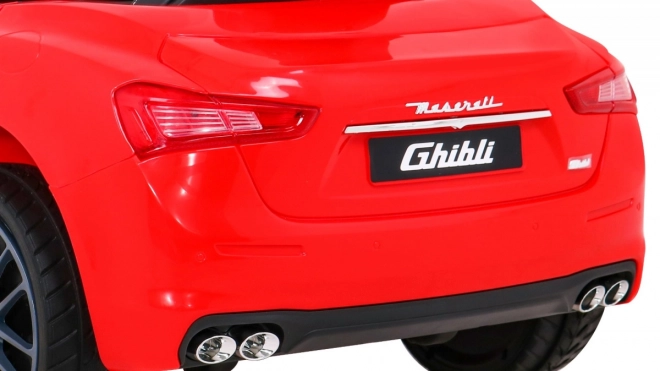 Maserati Ghibli cu baterie pentru copii roșu + telecomandă + pornire lentă + EVA + MP3 USB + LED