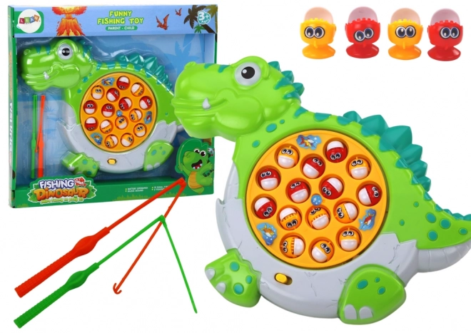 Joc de îndemânare pescuit peștisor în formă de dinozaur verde