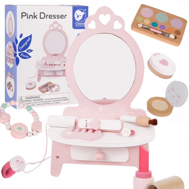 Toaletă de lemn pentru copii cu oglindă și accesorii Classic World