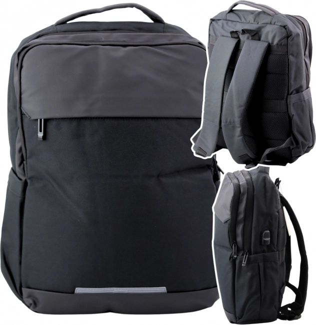 Rucsac urban cu USB și buzunar pentru laptop negru 16L