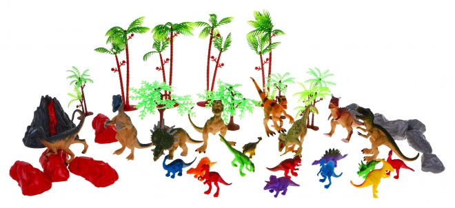 Set figurine Lumea Dinozaurilor pentru copii 3+ cap dinozaur și covor din fetru