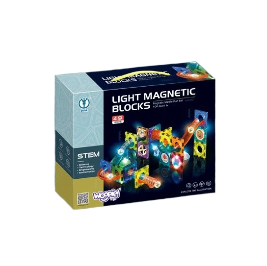 Set construcții magnetice cu bile luminoase Woopie