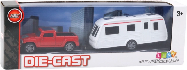 Set de mașinuță cu rulotă roșie