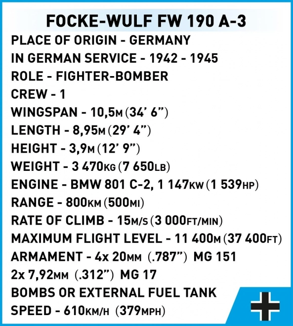 Model de avion COBI Focke-Wulf Fw 190 A3