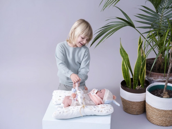 Păpușă realistă bebeluș cu sunete și corp moale textil 42 cm