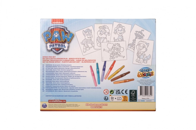 Set de colorat cu markere pentru suflat Patrula Cățelușilor