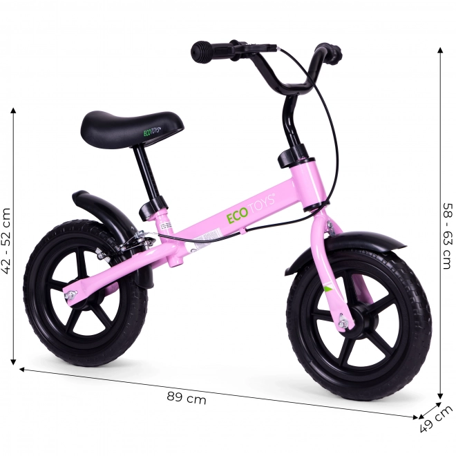 Bicicletă de echilibru cu frână pentru copii ECOTOYS roz