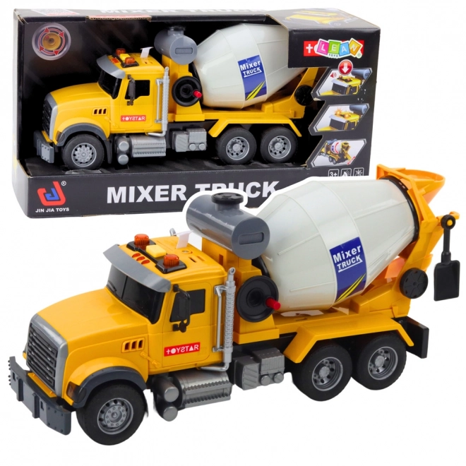Camion galben cu mixer de beton cu lumini și sunete