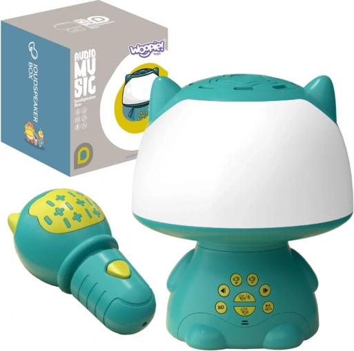 Lămpiță RGB multifuncțională Woopie cu difuzor Bluetooth, karaoke și schimbător de voce – turcoaz