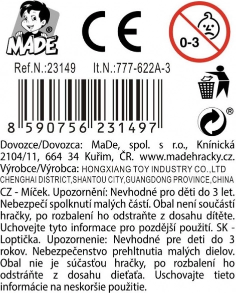 Bile colorate pentru copii 7 cm, 3 bucăți în plasă