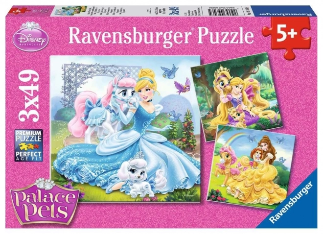 Puzzle Ravensburger Prințesele Disney și animalele lor de companie 3x49 piese