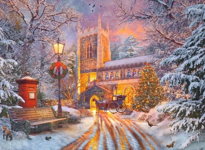 Puzzle Ravensburger luminoase scena de Crăciun 500 piese