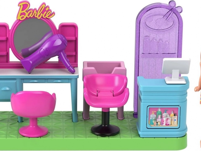 Barbie Mini BarbieLand - Salon de coafură cu păpușă Barbie mini mobilă