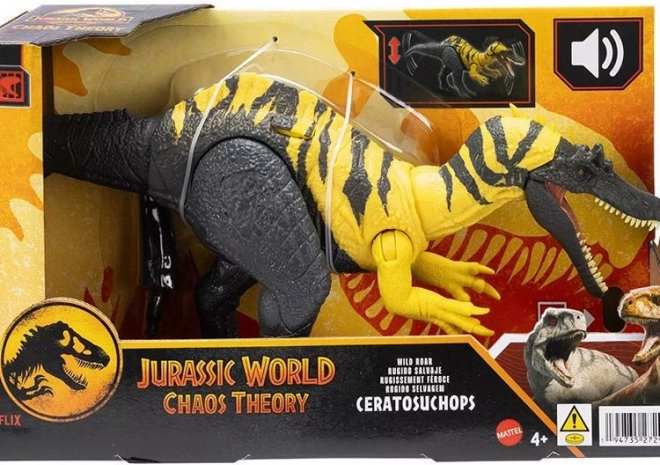 Figurină dinozaur Ceratosuchops Jurassic World cu răget sălbatic și părți mobile