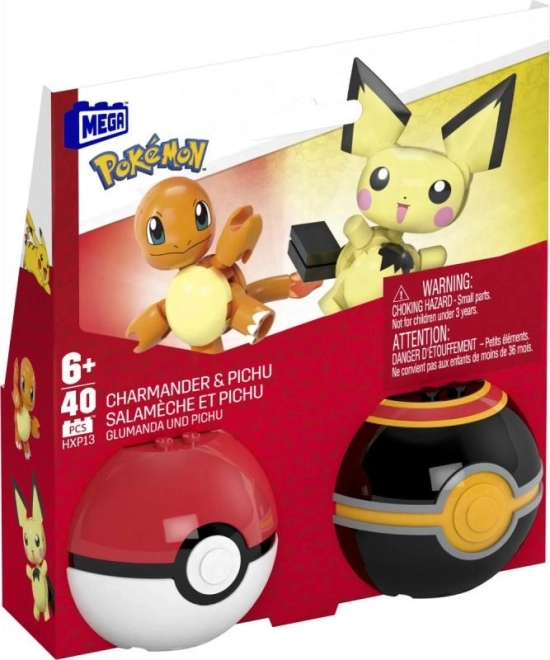 Mega Construx Pokémon Pokéball cu Charmander și Pichu