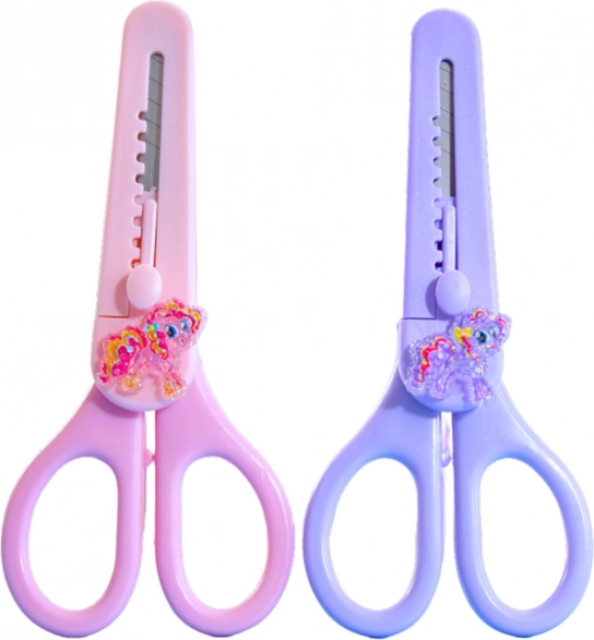 Foarfece pentru copii cu capac și căluț decorativ 14cm