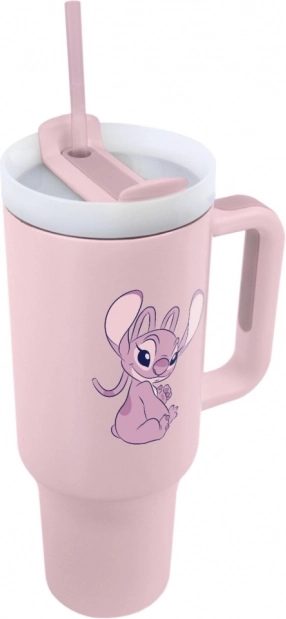 Cana de călătorie Lilo și Stitch cu pai roz