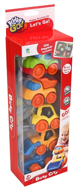 Set de autovehicule Kiddy Go! cu covor oraș