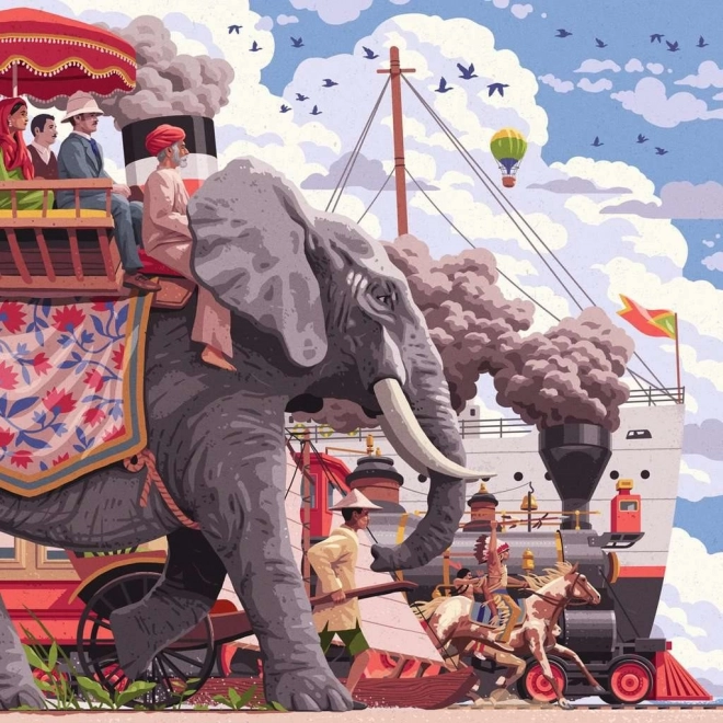 Puzzle pătrat Art & Soul: Ocolul Pământului în 80 de zile