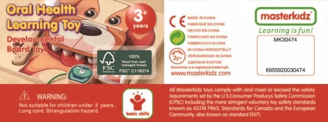 Masterkidz învățarea igienei orale cu cățelușul - tablă educațională Montessori