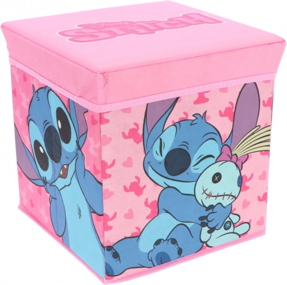 Cozy Noxxiez cutie de depozitare pliabilă și taburet STITCH pentru fete 30 × 30 × 30 cm