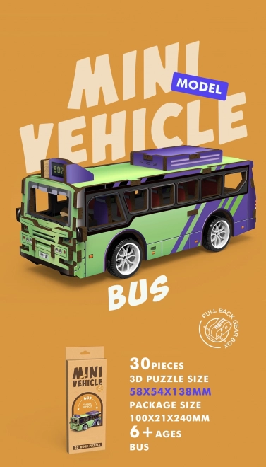 Puzzle 3D din lemn - Autobuz