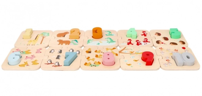 Puzzle din lemn cu animale - învățare Montessori