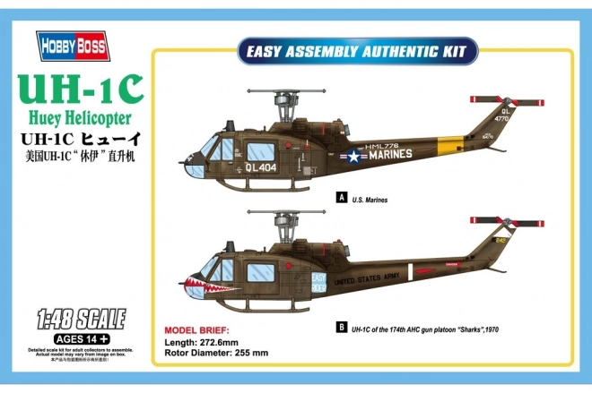 Elicopter UH-1C Huey din plastic de construit