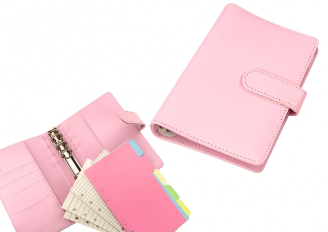 Notes cu accesorii linie carouri piele roz