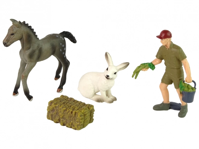 set figurine animale cal iepure fermier