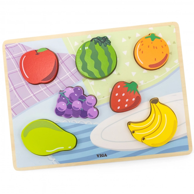 Puzzle din lemn cu fructe Montessori 2 în 1