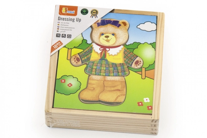 Puzzle din lemn cu ursuleț drăguț pentru fete VIGA