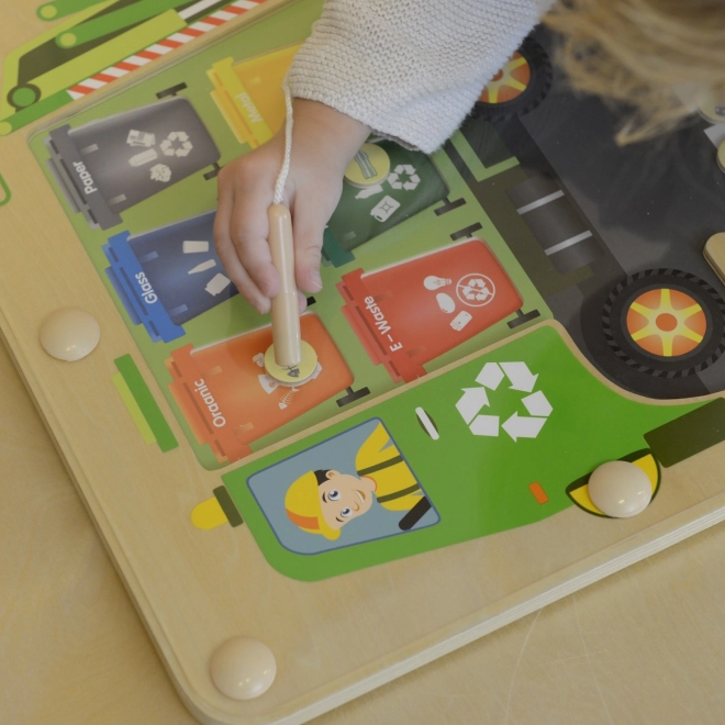 Tablă Magnetică de Sortare a Deșeurilor Masterkidz Camion de Reciclare Montessori