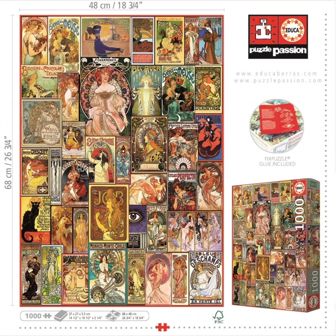 Puzzle colaj postere Art Nouveau 1000 piese