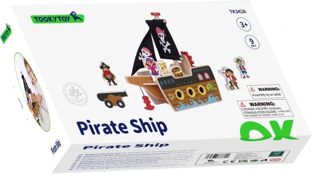 Corabie pirat din lemn cu figurine Tooky Toy