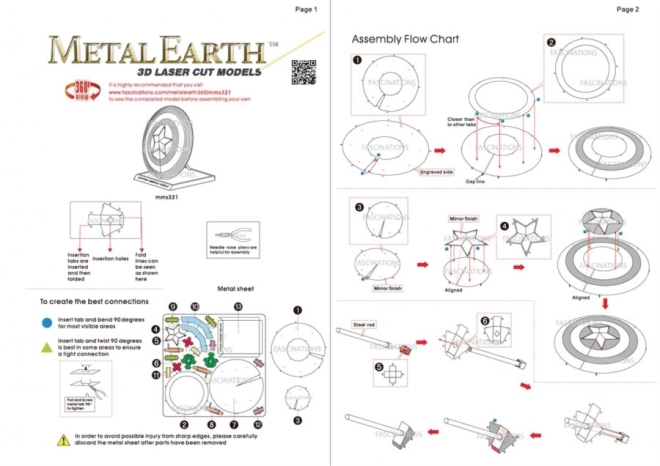 Puzzle 3D Metal Earth Scutul Căpitanului America