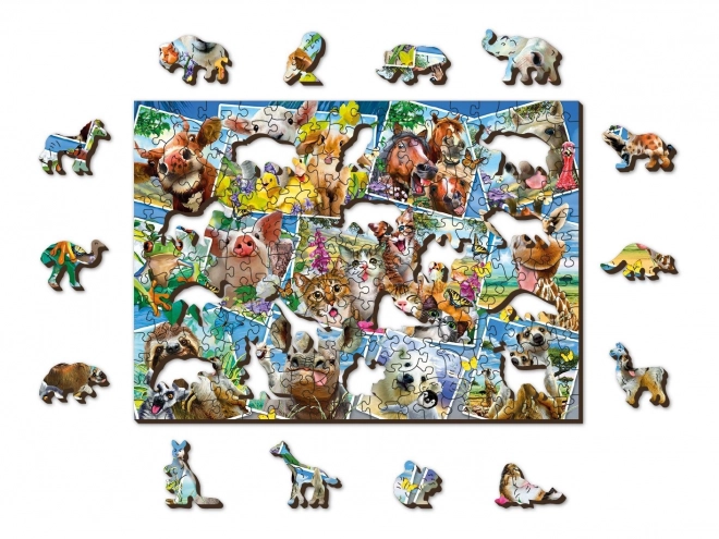 puzzle de lemn 2 în 1 vederi de animale