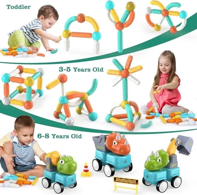 Set de construcție magnetic Dinozauri Woopie 84 piese