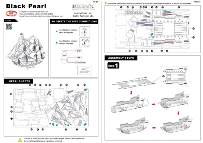 Puzzle 3D din metal Navă Piraților Black Pearl