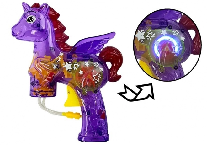 Pistol de bule de săpun unicorn mov