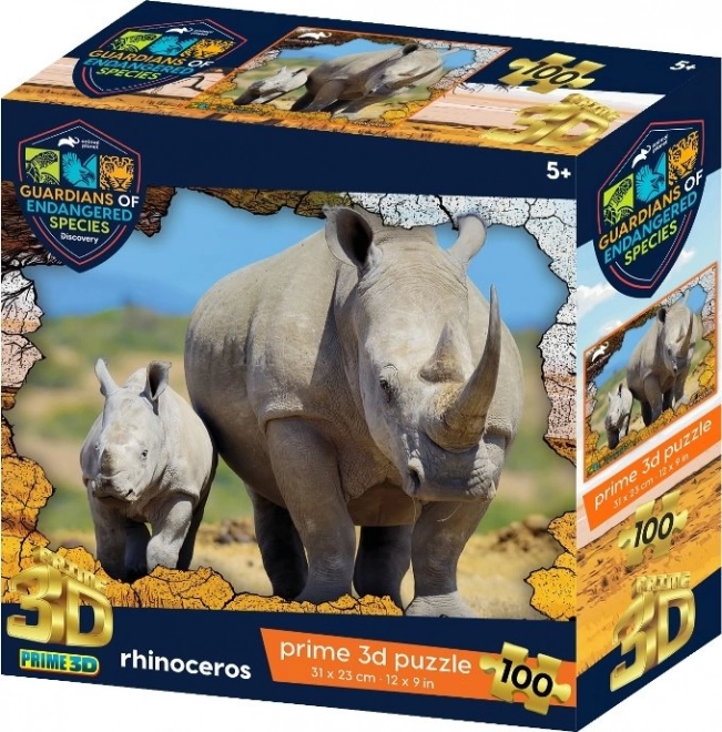 Puzzle 3D Animale Planeta: Specii pe Cale de Dispariție - Rinocer