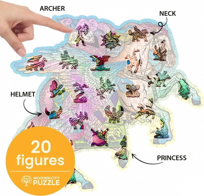 Puzzle de lemn cu cal și vultur 250 piese