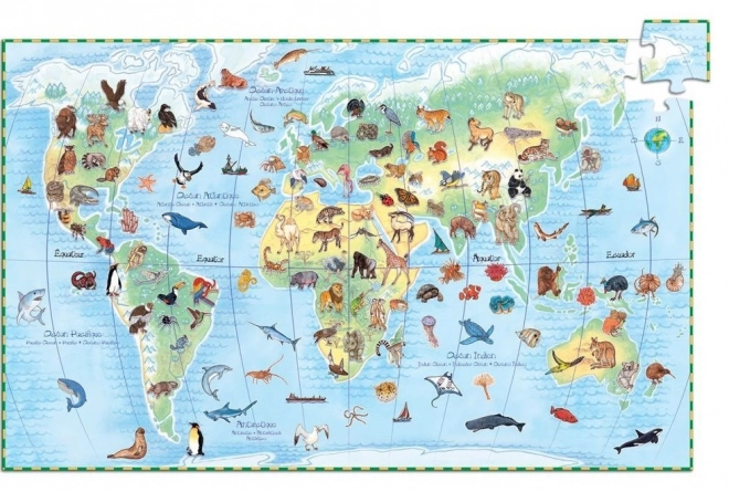 Puzzle observație animale din întreaga lume 100 piese de la Djeco