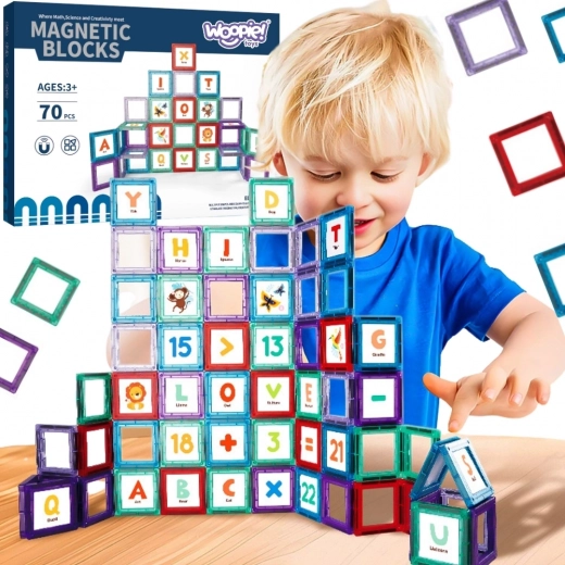 Woopie set magnetic de construcție pentru învățarea literelor, 70 de piese