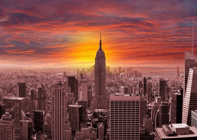 Bucură-te de Puzzle Apus de soare peste panorama New Yorkului 1000 de piese