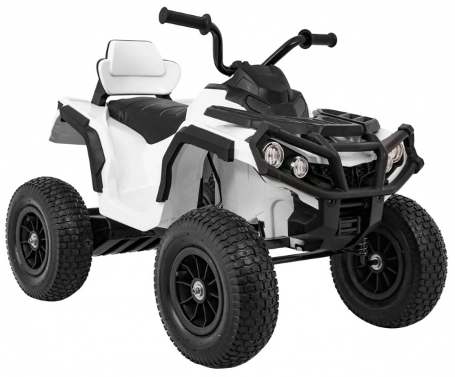 Baterie pentru copii ATV Air Quad Alb + roți gonflabile + radio MP3 + pornire gratuită
