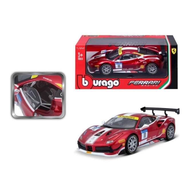 Model auto Ferrari 488 Challenge 2017 de la Bburago la scară 1:24