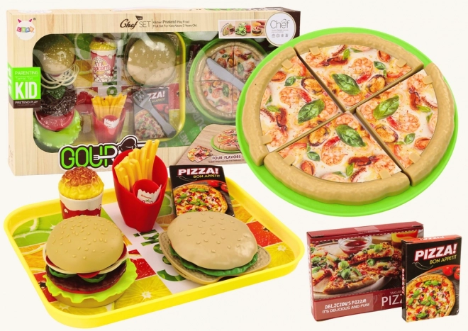 Set fast food copii pizza hamburgeri și cartofi prăjiți