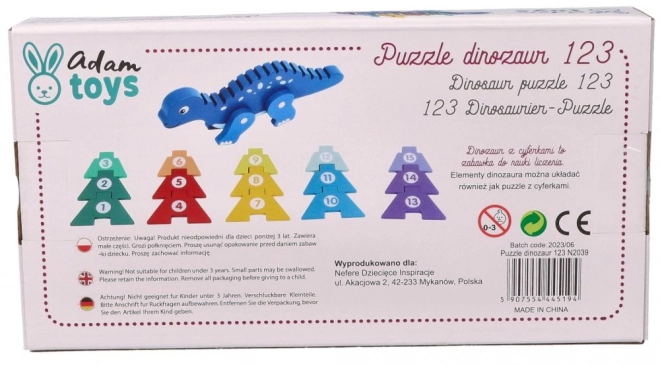 Dinozaur cu puzzle numeric